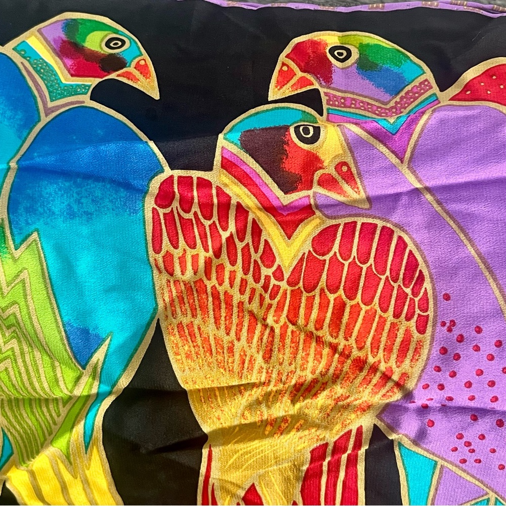 Vintage Laurel Burch  tropical birds bright color scarf
